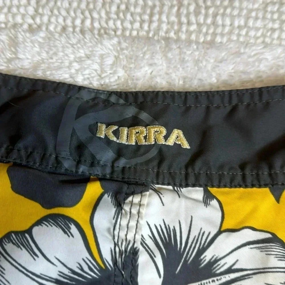 💥Vtg Y2K Floral Men’s Swim Trunks Shorts Swimsuit Bottoms KIRRA Yellow Gray LG - Picture 8 of 8